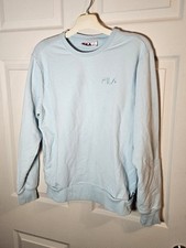 Fila Baby Blue Sweater Logo Pocket Women's Crewneck Sweatshirt Medium M