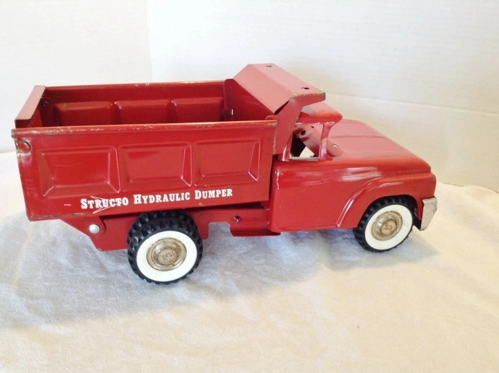 Structo Manufacturing ストラクト　ビンテージ　トラックトイ Vintage Structo Toys White and Orange Pressed Steel Metal Delivery