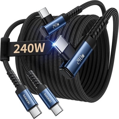 USB C Cable [2Pack, 10ft] 240W Fast Charging Type C Cord, Nylon Braided USB 2.0