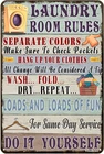 Funny Laundry Room Rules Metal Tin Sign Vintage Wall Art Decor for Bathroom Home