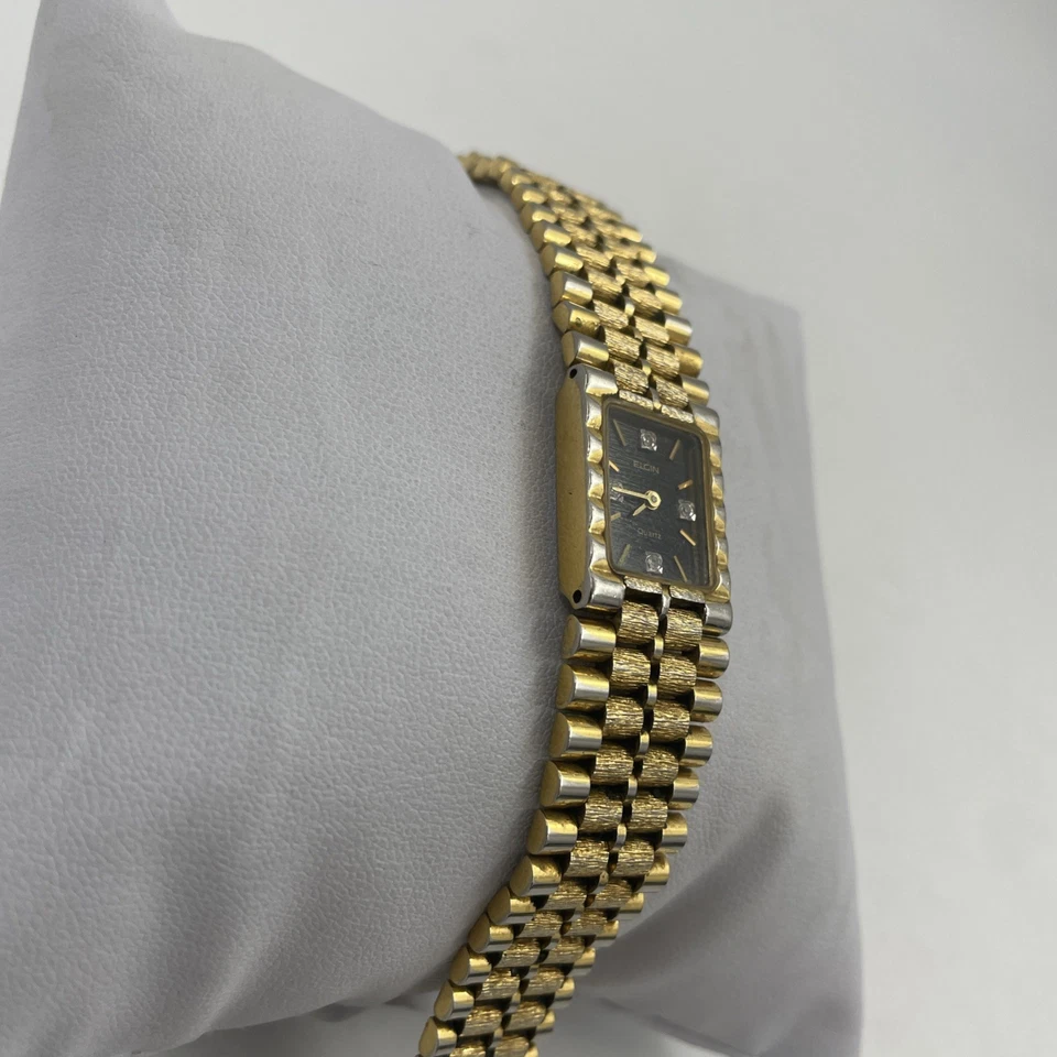 RELOJ ELGIN MUJER (EM 116-017) Diamante En Cuartos de Hora - Batería Nueva - ¡BONITO! Foto 2 de 4