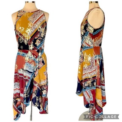 Vintage Laundry by Shelli Segal Asymmetric Hem Midi Dress Sz 10 Fairy Boho Y2K