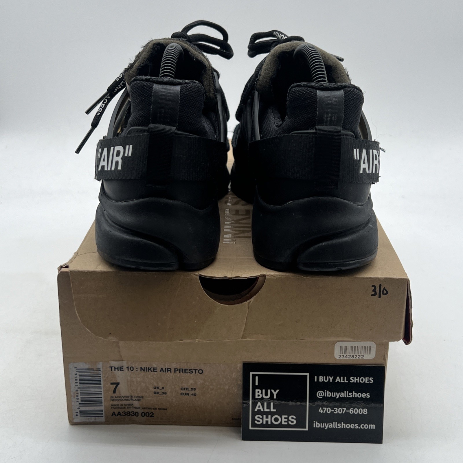 OFF WHITE X NIKE Taglia 7 Nike Air Presto x Off White Low Black (AA3830 002)