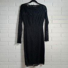 Lulus Black Lace Midi Dress Medium Long Sleeve Sheath Gothic Coquette