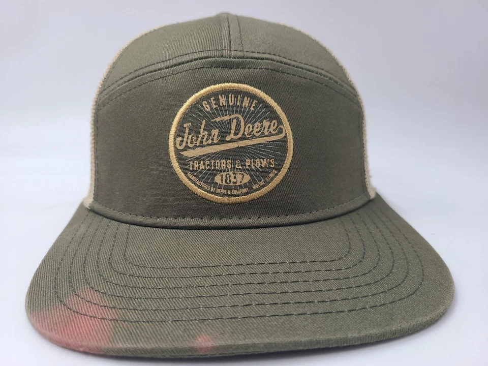 Gorra John Deere Tractores y Arados Malla Envejecida Camionero Snapback Verde Beige Foto 2 de 4