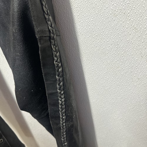 AJL Genuine Leather Black Motorcycle Riding Chaps Zipping Button Pocket Size Med - Picture 4 of 11