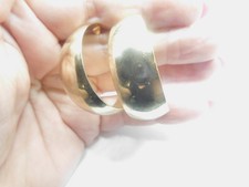 Gold Tone Metal Tapered Open Ended Hoop Pierced Earrings Vintage