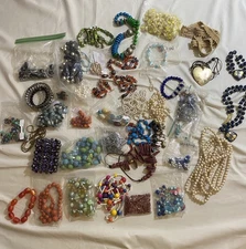 Bead Lot, Mixed Materials, Loose, Broken Necklaces, Bracelets, Repurpose 4+ LBS