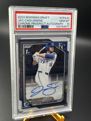 JAC CAGLIANONE 2024 BOWMAN DRAFT CHROME PROSPECT AUTO #CPAJC PSA 10