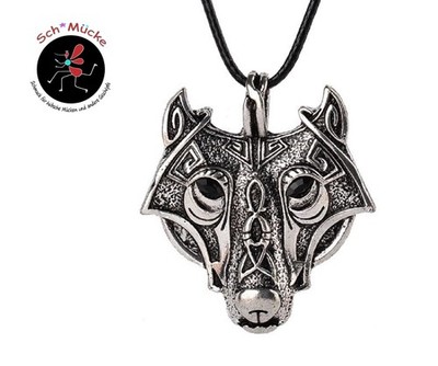 Anhänger Wolf Wolfskopf Wikinger Amulett Talisman Glücksbringer Geschenkidee