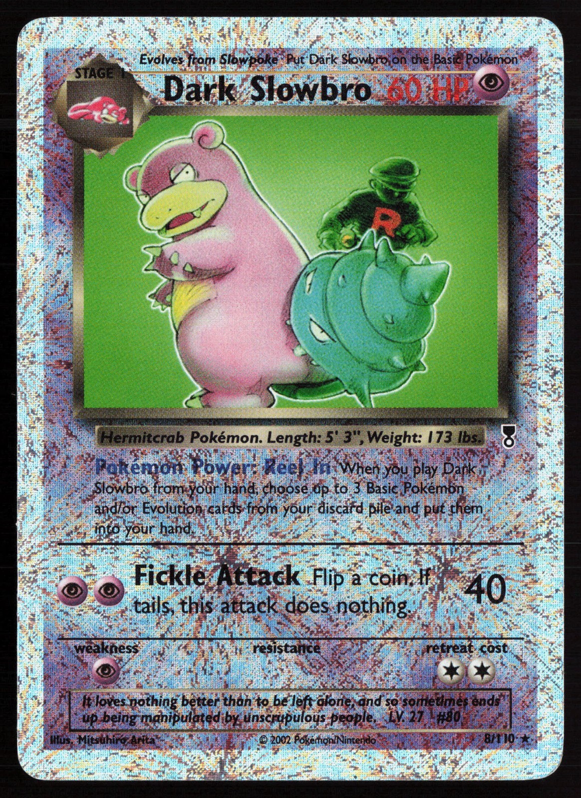 2002 Pokemon Legendary Collection Reverse Holo Foil /110 Dark Slowbro #8 LP+