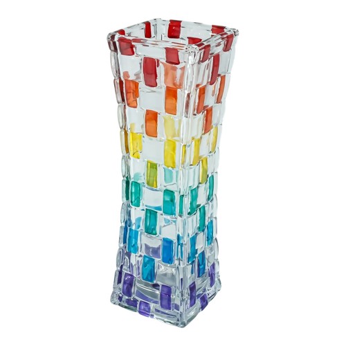 Murano Glass Vase Multi Coloured Rainbow Hand Painted 18cm - Picture 6 of 7