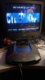 ATARI JAGUAR CONSOLE W/ OEM CONTROLLER , OEM PSU, 3RD PARTY AV CABLE, CYBERMORPH