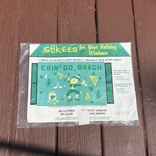 Vintage St. Patrick’s Day Leprechaun Shamrocks Window Clings Decals Stik-EES