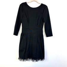 J.Crew Long Sleeve Sheath Dress With Tulle Hem Black Size 6 H2851