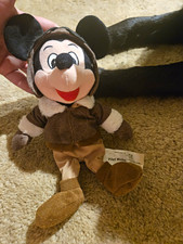 Disney Pilot Mickey Mouse Plush Stuffed Animal Brown Outfit Small 2007