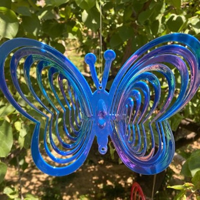 Metall 3D Schmetterling Wind Spinner hängendes Windspiel Outdoor Haus Garten De