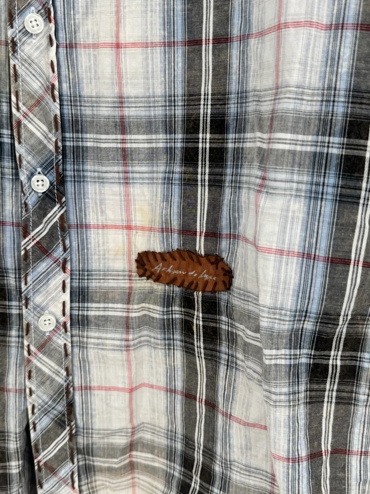 Artisan De Luxe Mens Gray Plaid Snap Front Western Long Sleeve Shirt Sz XL - Image 4 of 4