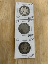 1913, 14,  15 P Barber Half Lot Nice Coins Good To Very Good 