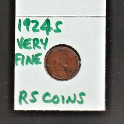 1924S   VERY FINE   LINCOLN CENT   VERY FINE  1924S  /  RS COINS #25E  FREE SHIP