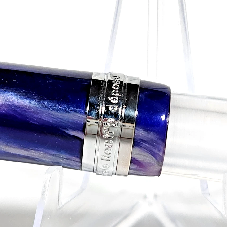 Pluma Estilográfica Modelo RECIFE Depose Años 90 CT Mármol Azul Transparente M Acero Inoxidable GP Nueva en Caja Foto 4 de 4