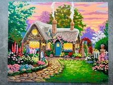 Paintworks Dimensions Twilight Cottage Paint By Number #91077 Completed Unframed