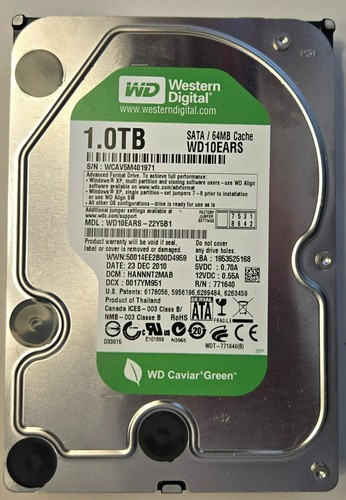 Western Digital 1TB 3.5" SATA Desktop Hard Drive WD10EARS - Free shipping - Picture 2 of 4