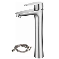 304 Stainless Steel Nickel Kitchen Bathroom Faucet Single Handle Sink with Hose
