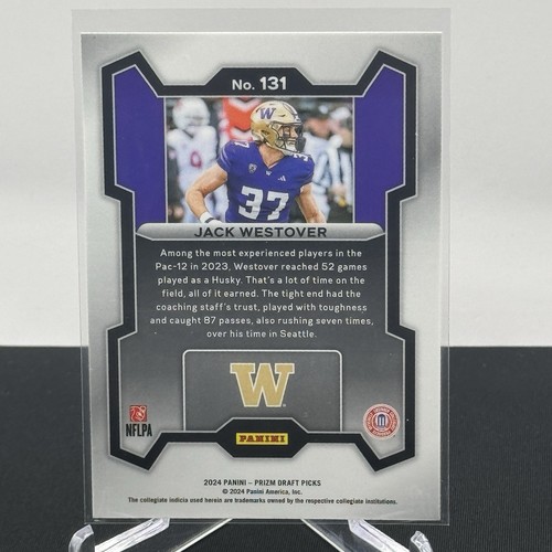 Jack Westover Washington Huskies 2024 Panini Prizm Draft Picks Base Rookie #131 - Bild 2 von 2