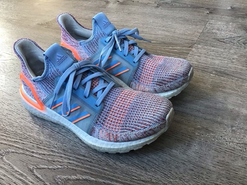 Adidas Womens Ultraboost 19 Size 9.5 Running Shoes Orange Blue Sneakers G27483 - Picture 2 of 12