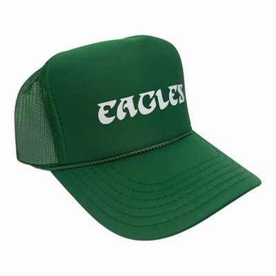 NEW PHILADELPHIA EAGLES BLACK HAT 5 PANEL HIGH CROWN TRUCKER SNAPBACK