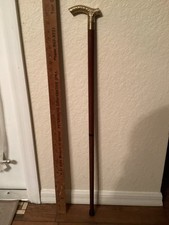 34" Brass Handle Wood Cane Walking Stick Separates in 2 Pcs 