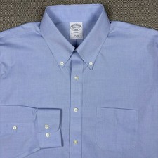 Brooks Brothers Mens Shirt 16 1/2 16.5 32 33 Long Sleeve Blue White Solid Regent