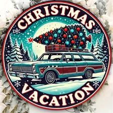 2D FlatOne Piece 8X8Inch Vintage Christmas Vacation Aluminum Wall Art Sign Class