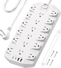 Power Strip Surge Protector,  18 Outlets with 2 USB C + 2 USB a Ports, 1875W/15A