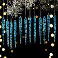 24 Blaue Weihnachtsbaum AnhäNger Eiszapfen Acryl Christbaumschmuck
