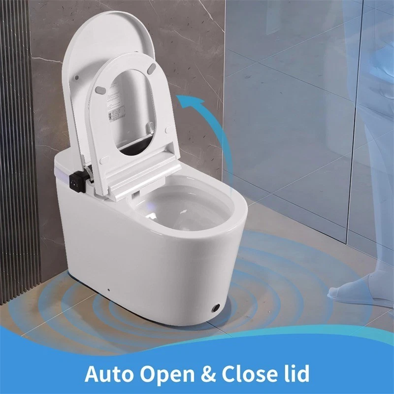 Auto Open Toilet Smart LED Display Bidet Auto Flush Dryer Tankless Night Light - Image 3 of 4