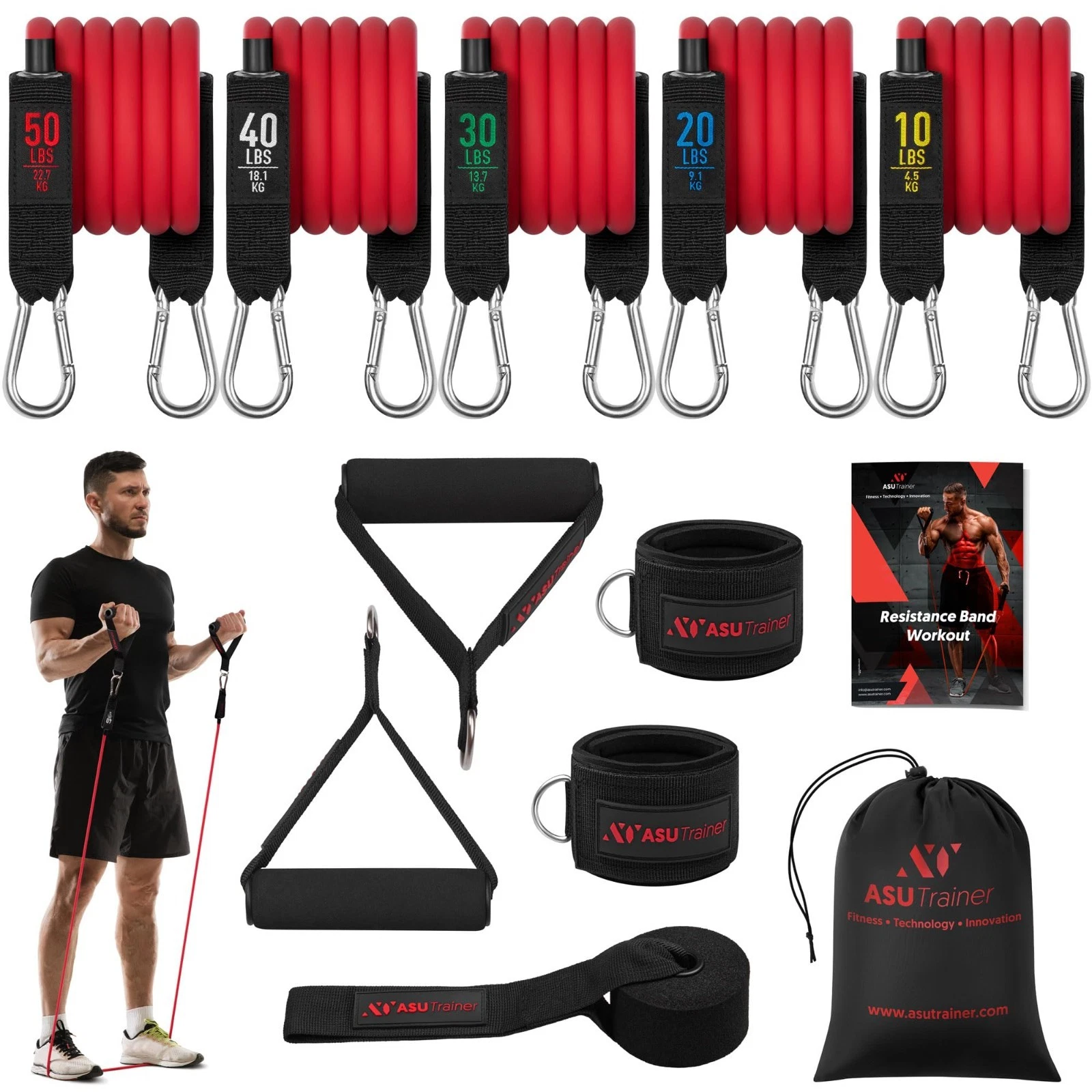 11-PCS Resistance Band Set Yoga Pilates Abs Exercise Fitness Tube Workout Bands
Opens in a new windo