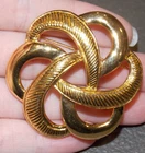 Vintage Monet Atomic Textured Polished Goldtone Brooch Costume Jewelry