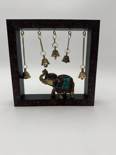 Brass Temple Frame with Stonework Ganesha Bells