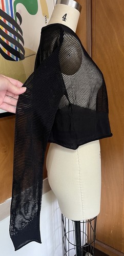 ALEXANDER WANG Sheer Mesh Net crop Top sweater pullover black Sz S - Picture 6 of 12