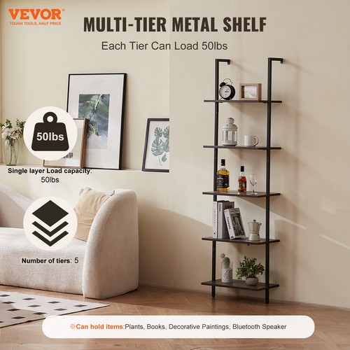 VEVOR Estantería de Pared 5 Niveles con Forma Tubo Cuadrado 480 x 300 x 1780 mm - Imagen 2 de 12