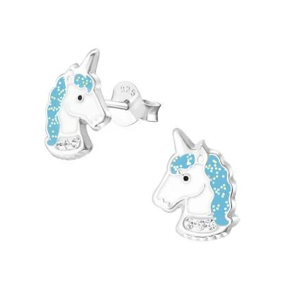 Einhorn Kinder Ohrringe 925 Silber für Mädchen Ohrstecker Schmuck Geschenk - Bild 1 von 4