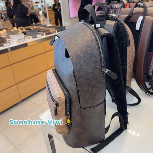 Neu mit Etikett Coach West Herrenrucksack aus blockiertem charakteristischem Canvas CAB59 Qb/walnussfarben/hellbraun - Bild 3 von 11