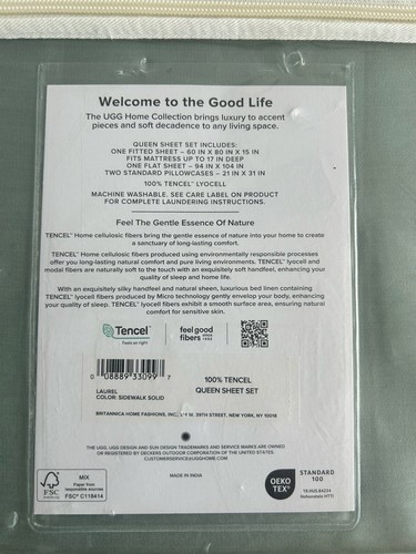 UGG LAUREL Queen Sheet Set CERTIFIED OEKO-TEX New! - Picture 10 of 12