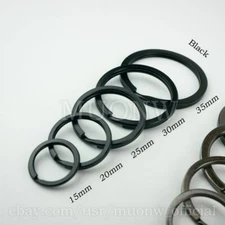 Black Key Rings Flat 15-35mm Keyring Split Ring Double Loop Tag Chain