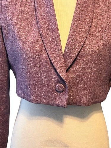 Amanda Uprichard Pembroke Tweed Blazer •M• Cropped Purple Provence X Revolve - Picture 5 of 12
