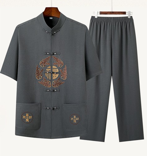 Mens Traditional Chinese Tang Suit Jacket Outfit Martial Arts Uniform 福 Pattern - Picture 4 of 14