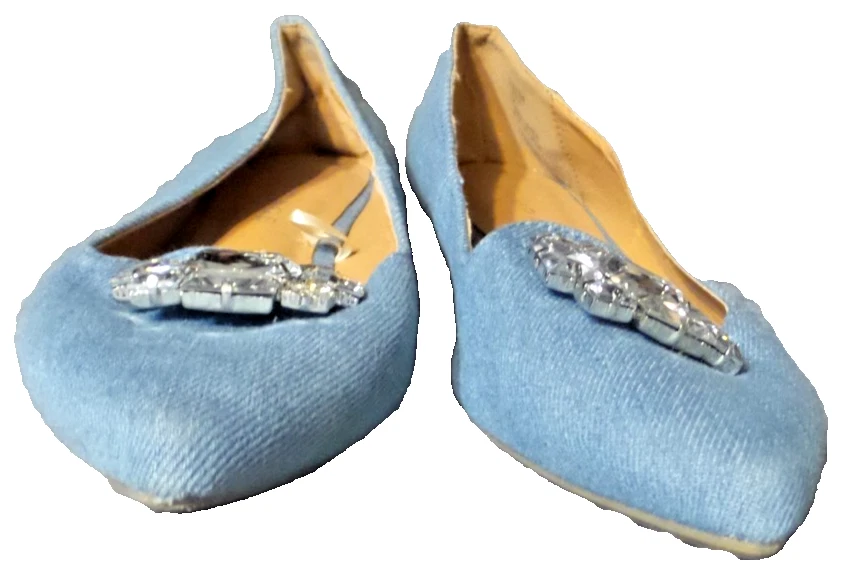 Mocasín plano Rampage Coolsie azul denim punta en punta adornado con gemas talla 7 M Foto 4 de 4