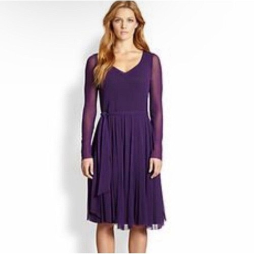FUZZI Gaultier Red Tulle Dress Sheer Layered Long Sleeve A-Line Flare Knee Italy - Picture 3 of 13